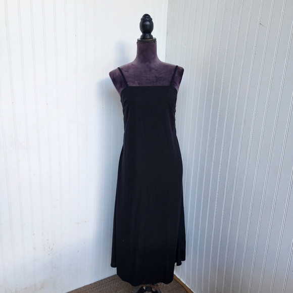 NWT Japna Women's Black Linen Rayon Tank Dress Smocked Back Sz S - Picture 1 of 13